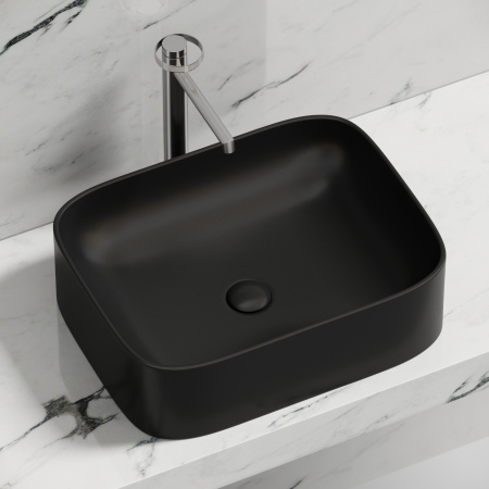 Раковина из сантехнического фарфора Ceramica Nova ELEMENT CN6052MB 51х38 накладная цвет черный матовый без отверстий под смеситель