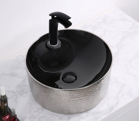 Раковина из санфаянса CeramaLux D1306H020 43х43 накладная цвет черный 1 отверстие под смеситель