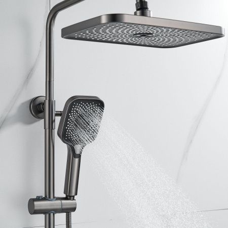 Душевая стойка Shevanik S9636T настенная цвет оружейная сталь