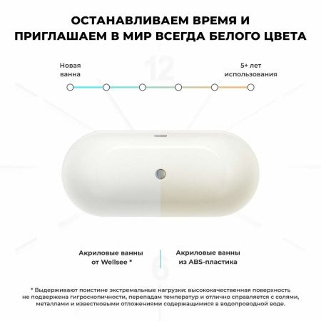 Ванна акриловая Wellsee Chic Riviera 236802000 170х75 отдельностоящая овальная с ножками