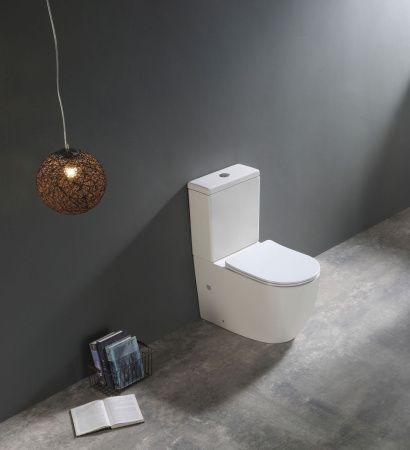 Унитаз напольный с бачком SantiLine SL-5026 цвет белый с сиденьем микролифт безободковый смыв воронка-водоворот