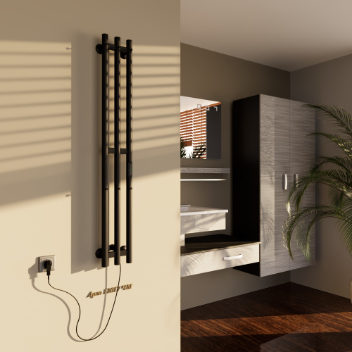 Полотенцесушитель Altasan Арго Арго12017ЧМ подвесной 17х120 электрический черный муар - фото 3