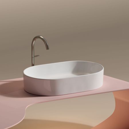 Раковина из сантехнического фарфора Ceramica Nova ELEMENT CN6048 60х40 накладная цвет белый без отверстий под смеситель