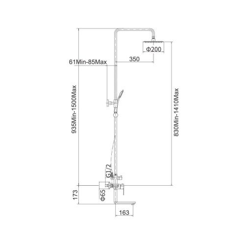 Душевая стойка Fashun A52419 настенная цвет сатин - фото 3