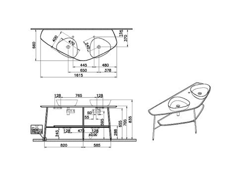 Столешница Vitra Plural 64043 162x66x71 - фото 3