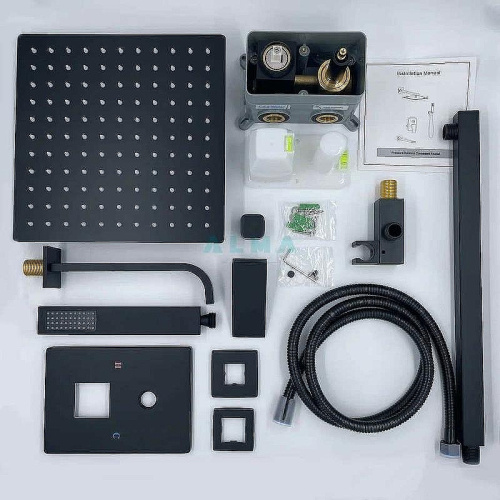 Душевая система ALMAes Liros TVZ-0889 встраиваемая цвет черный - фото 2