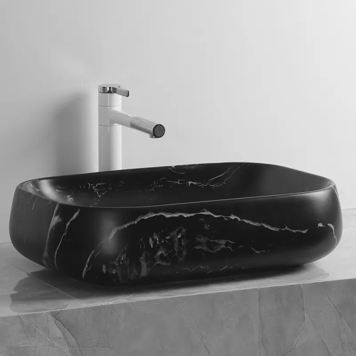 Раковина из сантехнического фарфора Cerutti SPA CR0086 MMB2 57х40 накладная цвет мрамор матовый черный - фото 5