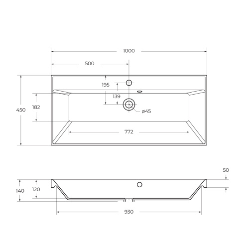 Раковина из искусственного камня BelBagno BB1000/450-LV-MR-AST 100х45 накладная цвет белый - фото 2