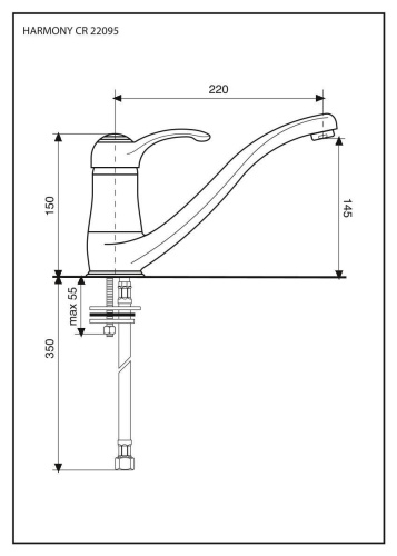 Смеситель для кухни Emmevi Harmony 22095/BC на мойку хром - фото 2