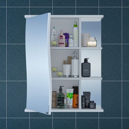 Зеркало-шкаф СанТа Волна 101013 60х70 подвесной цвет белый