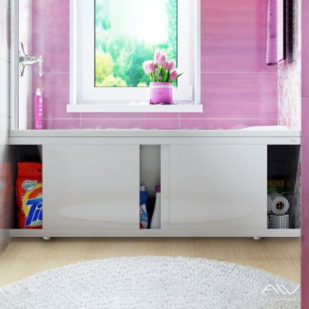 Экран под ванну Alavann Crystal 180 см ALV0258001 фронтальный МДФ раздвижной белый