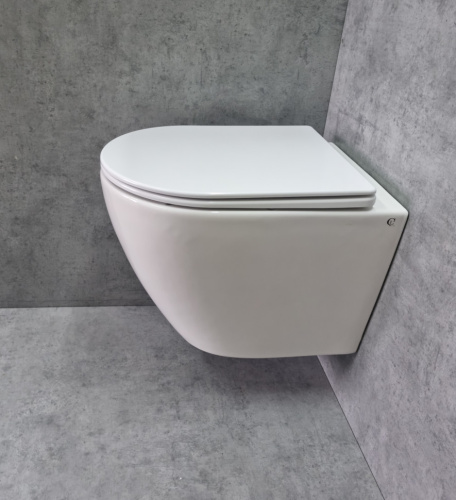 Унитаз подвесной CeramaLux TR2196 белый глянцевый с сиденьем микролифт смыв торнадо - фото 5