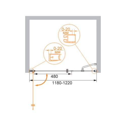 Душевая дверь Cezares ELENA ELENA-W-B-11-60+60-P-Cr-L 120х195 стекло рифленое профиль хром глянцевый - фото 5