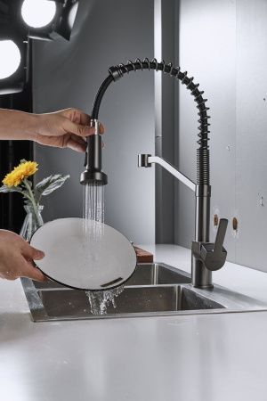 Смеситель для кухни Shevanik S963T на мойку оружейная сталь