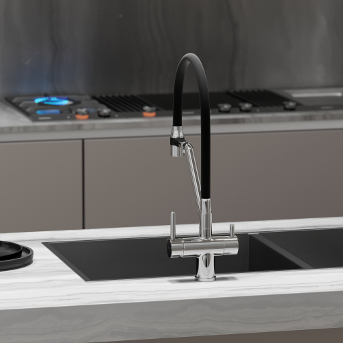 Смеситель для кухни Sancos Dora SC4003CH на мойку хром/черный - фото 4