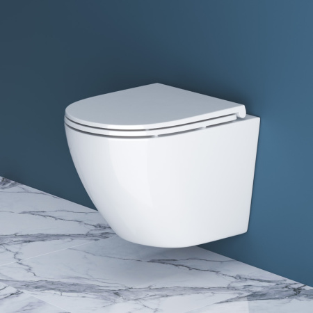 Унитаз подвесной BelBagno SFERA-R BB046CHR/BB870SC белый с сиденьем микролифт безободковый каскадный смыв