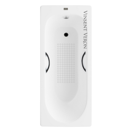 Ванна чугунная Vinsent Veron Soissons VCN1707042H/VH0015BL-AS 170х70 пристенная прямоугольная с ножками с ручками