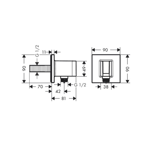 Шланговое подсоединение Hansgrohe Fixfit Square 26889990 - фото 2