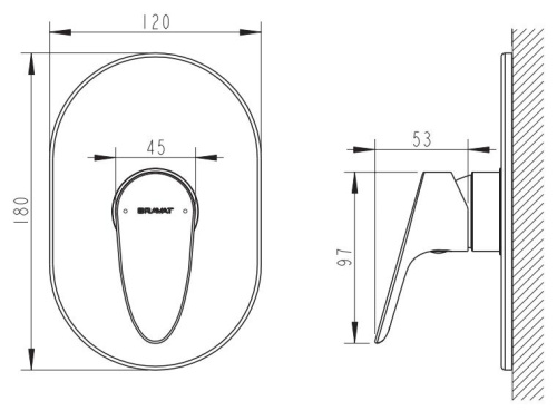 Смеситель для душа Bravat Drop PB84898CP-RUS встраиваемый в стену хром - фото 2