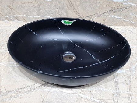 Раковина из санфаянса CeramaLux 78166MBM 52х39 накладная цвет черный