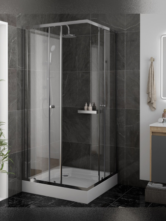 Душевой уголок Teymi Helmi T00603 90х90 стекло прозрачное профиль хром с поддоном