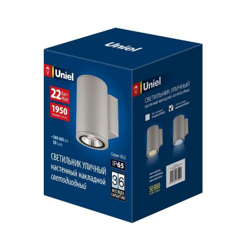 Уличный настенный светильник Uniel ULU-S21С-22W/6400K IP65 LIGHT GREY - фото 2