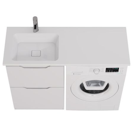 Раковина из искусственного камня Dreja Wing 100120L 120х50 подвесная цвет белый 1 отверстие под смеситель