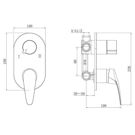 Смеситель для ванны и душа LeMark Linara LM0427C встраиваемый в стену хром
