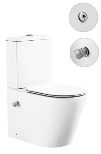 Унитаз напольный с бачком SantiLine SL-5014SM-BD цвет белый с сиденьем микролифт безободковый смыв воронка-водоворот