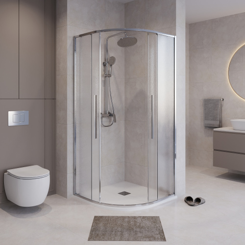 Душевой уголок Niagara Nova NG-3627-34 100х100 стекло шиншилла профиль хром глянцевый - фото 2