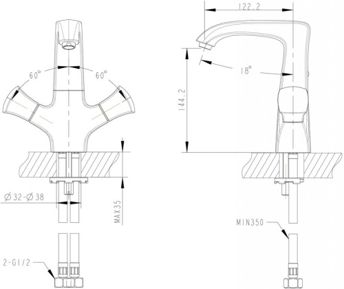Смеситель Bravat Whirlpool F178112C на столешницу хром - фото 2