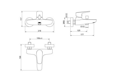 Смеситель для ванны Aquatek Бетта AQ1140BGM настенный вороненая сталь