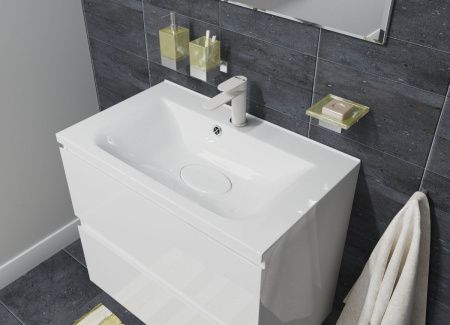 Раковина из искусственного камня Эстет Бали ФР-00014911 80х50 накладная цвет белый 1 отверстие под смеситель