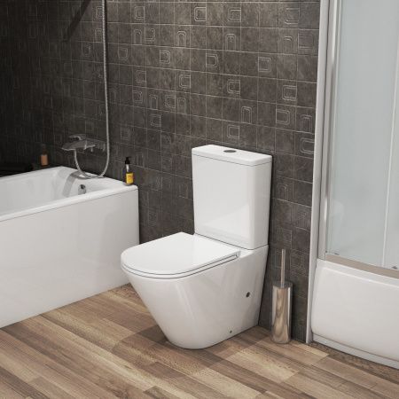 Унитаз напольный с бачком Grossman Санфаянс GR-4449S белый с сиденьем безободковый каскадный смыв