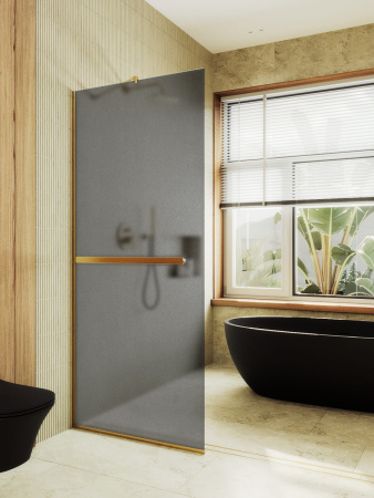 Душевая перегородка Maybah Glass MGD-718-3у 119х195 стекло тонированное профиль золото глянцевое