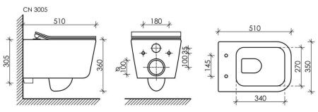 Унитаз подвесной Ceramica Nova NEW DAY CN3005 белый с сиденьем микролифт безободковый душевой смыв