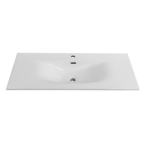 Раковина керамическая BelBagno BB-8099-3-100 101х40 накладная цвет белый глянцевый - фото 3