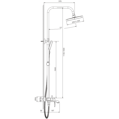 Душевая стойка BELZ B507 B24507-5 настенная цвет золото - фото 2