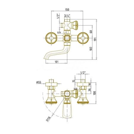Душевая стойка Bronze de Luxe 10121PF настенная цвет бронза