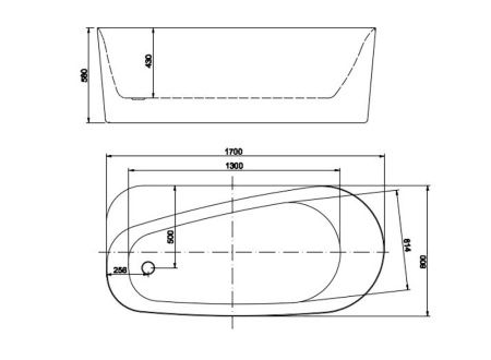 Ванна акриловая Aquatek ПРИМА AQ-1115780 170х80 отдельностоящая прямоугольная с ножками