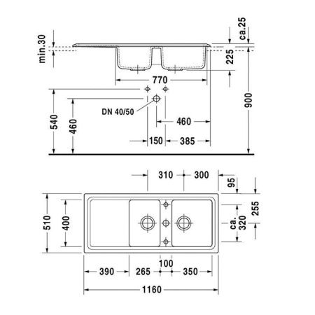 Кухонная мойка Duravit Cassia 7513111900 115х50 цвет бежевый