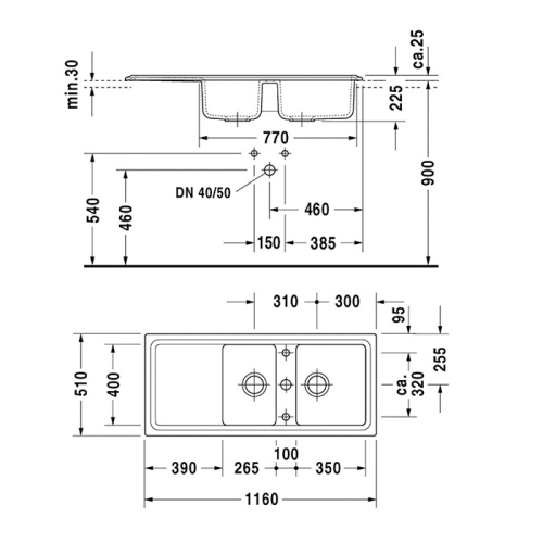 Кухонная мойка Duravit Cassia 7513111900 116х51 цвет бежевый - фото 2