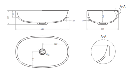 Раковина из искусственного камня S-Stone Salini GRECA 1803201MF 60х40 полувстраиваемая цвет мультиколор