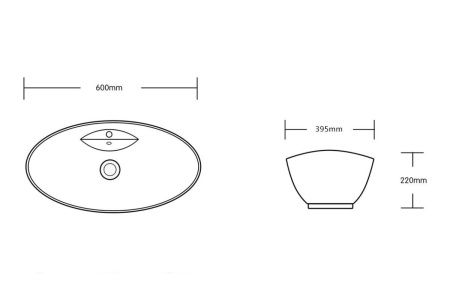 Раковина из сантехнического фарфора Cerutti SPA CR7003 60х40 накладная цвет белый 1 отверстие под смеситель