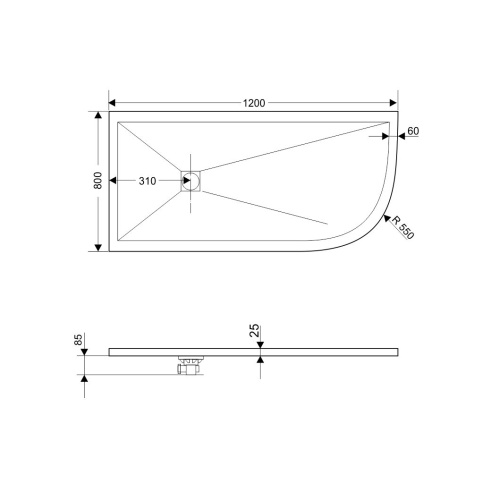 Душевой поддон RGW Stone Tray 16154128-02L 80x120  искусственный камень серый - фото 2