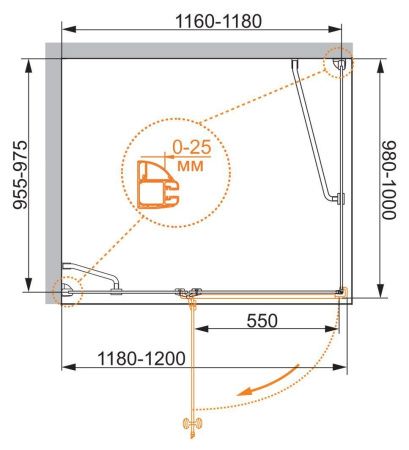 Душевой уголок Cezares VERONA VERONA-W-AH-1-120/100-C-Cr 120х100 стекло прозрачное профиль хром без поддона
