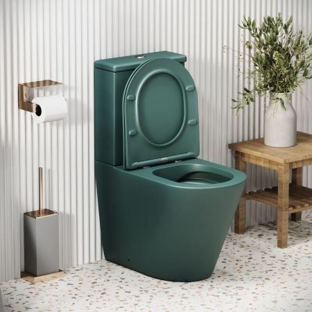 Унитаз напольный с бачком Grossman Color GR-4480OLMS зеленый с сиденьем безободковый каскадный смыв