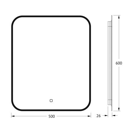 Зеркало с подсветкой Defesto AURA DF 2963S 50х60 подвесное