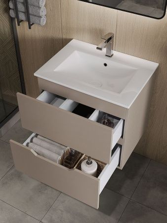 Тумба с раковиной Orange Line Li-60TuL+Ra 60х50 подвесная цвет коричневый