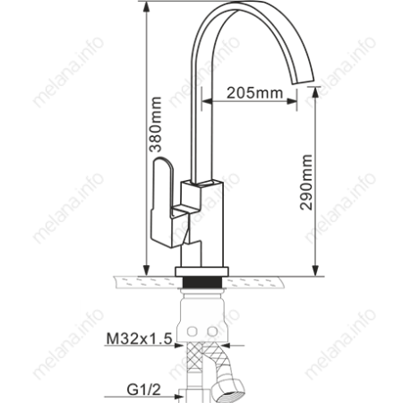Смеситель для кухни Melana 8112 на мойку